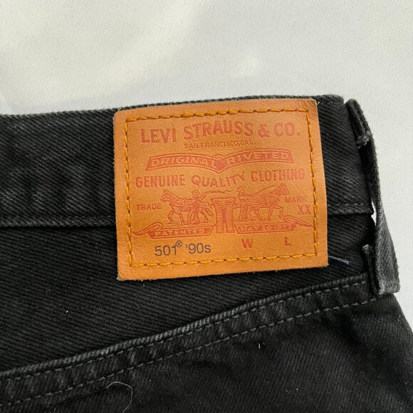 LEVI'S 501 90" STRAIGHT LEG HIGH RISE DENIM JEANS IN BLACK - 27 - Picture 7 of 7